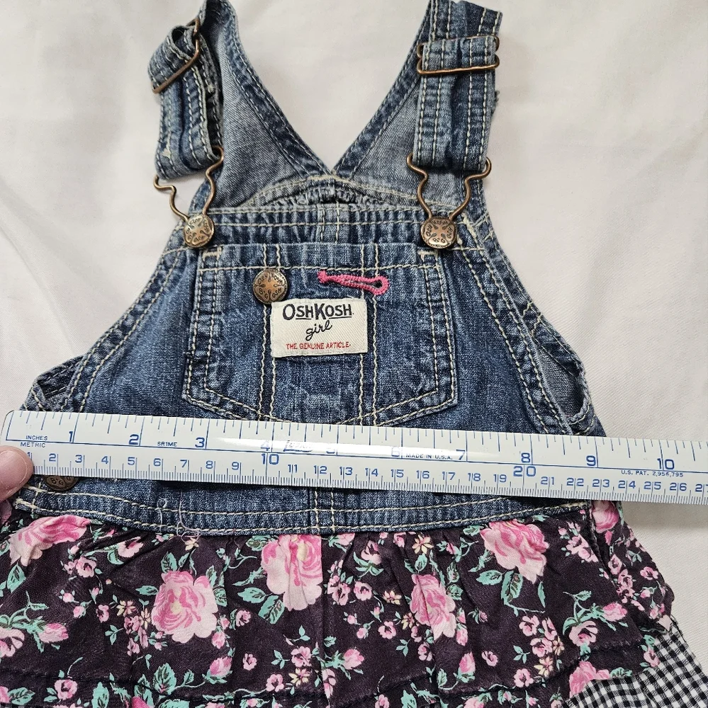 Oshkosh B'gosh Denim Floral Layered Overall Dress 18 Months